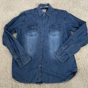 PD&C Paper Denim Cloth Shirt Mens Small Denim Long Sleeve Button Up Blue Jean